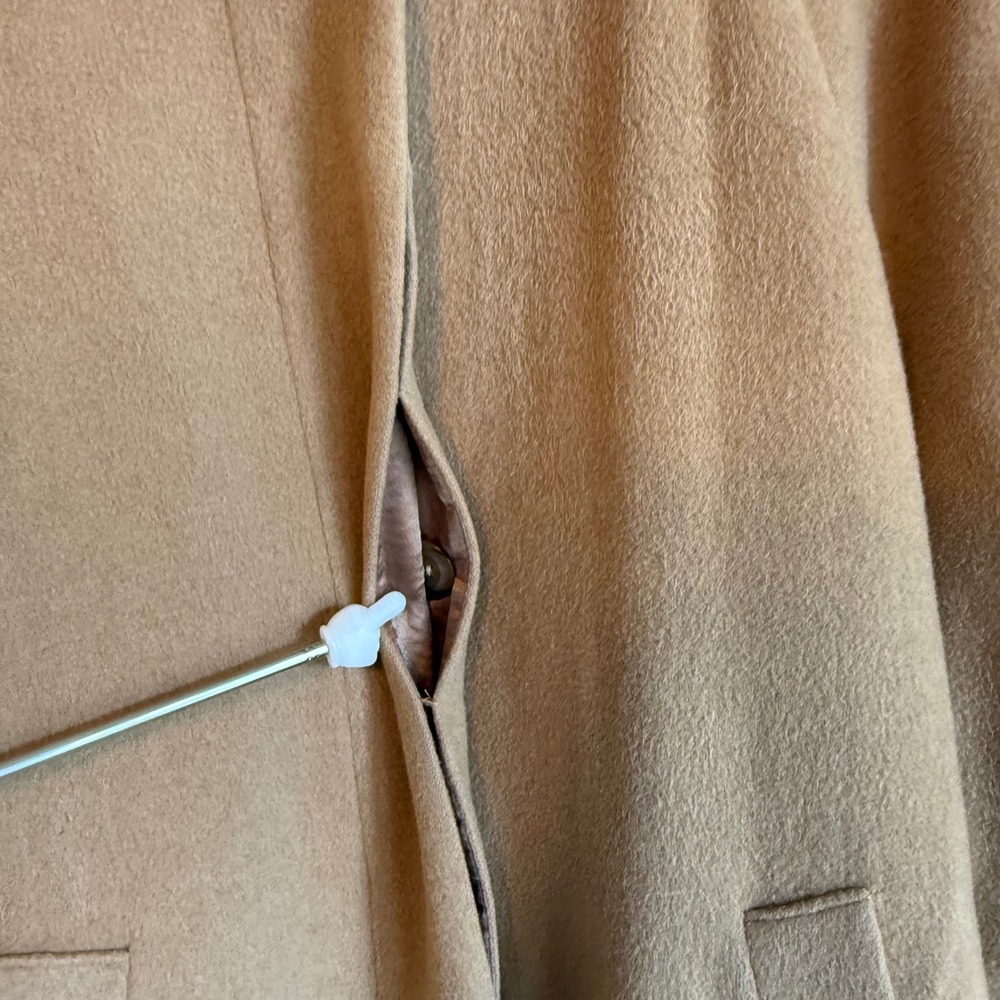 Vintage Fleurette 100% Camel Hair Coat Tan Longline ILGWU Nordstrom Minimalist L - Picture 11 of 16